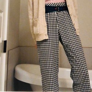 Vintage High Waisted Navy Gingham Ankle Pants